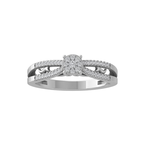 ARAIYA FINE JEWELRY 10K White Gold Diamond Composite Cluster Ring (1/5 cttw, I-J Color, I2-I3 Clarity) Size 6.5