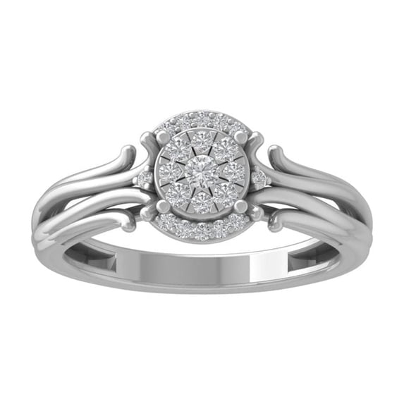 ARAIYA FINE JEWELRY 10K White Gold Diamond Composite Cluster Ring (1/5 cttw, I-J Color, I2-I3 Clarity) Size 9.5