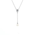thumbnail image 1 of ARAIYA FINE JEWELRY 10K White Gold Diamond and Dangle Pearl Pendant with Silver Cable Chain Necklace (1/20 cttw, I2-I3 Clarity, I-J Color) 18inch | Metal Weight :1.67 gram, 1 of 1