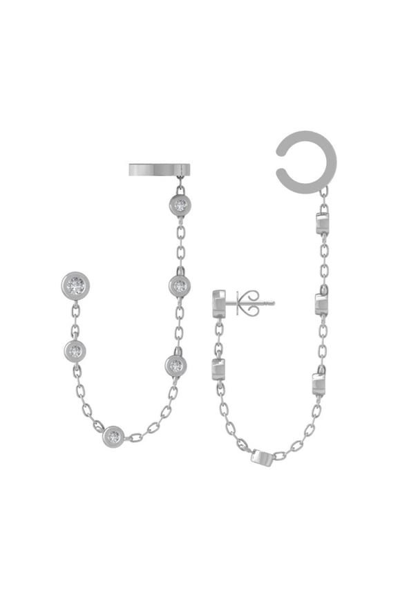 FINE JEWELRY 10K White Gold Diamond Ear Cuff Dangle Earrings (1/3 cttw, I2-I3 Clarity, I-J Color)