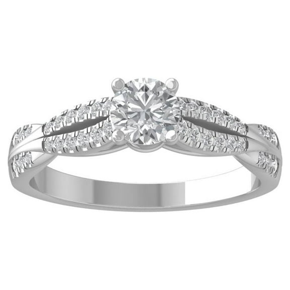 ARAIYA FINE JEWELRY 10K White Gold Diamond Engagement Ring (5/8 cttw, I-J Color, I2-I3 Clarity) Size 5