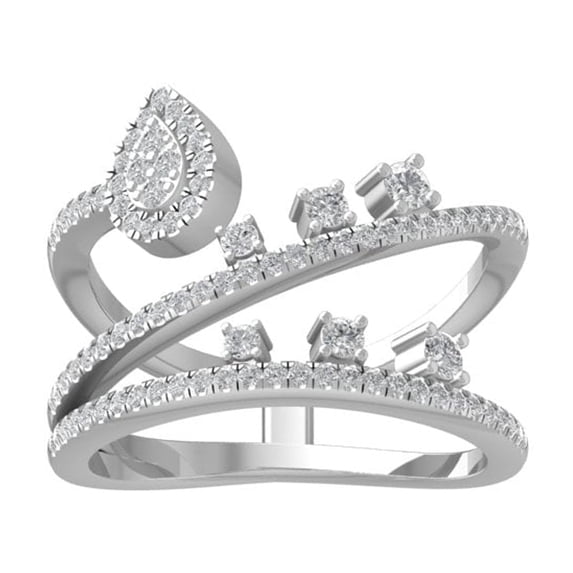 ARAIYA FINE JEWELRY 10K White Gold Diamond Fashion Band Ring (1/2 cttw, I-J Color, I2-I3 Clarity) Size 10