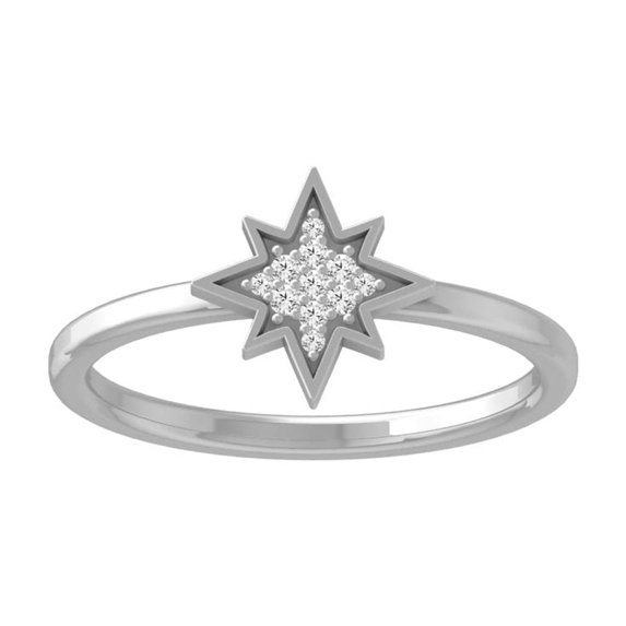 ARAIYA FINE JEWELRY 10K White Gold Diamond Fashion Band Ring (1/20 cttw, I-J Color, I2-I3 Clarity) Size 5