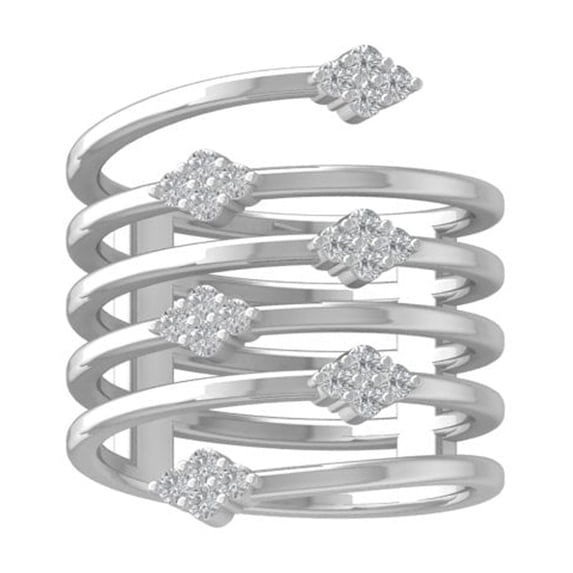 ARAIYA FINE JEWELRY 10K White Gold Diamond Fashion Band Ring (1/3 cttw, I-J Color, I2-I3 Clarity) Size 7
