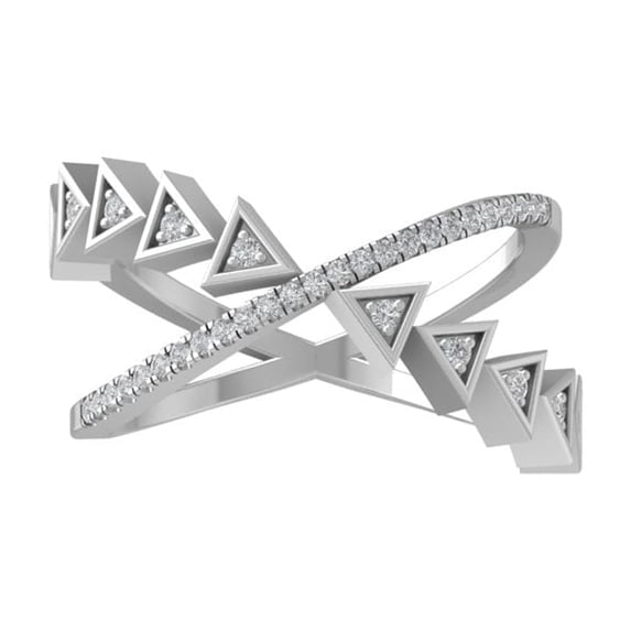 ARAIYA FINE JEWELRY 10K White Gold Diamond Fashion Band Ring (1/6 cttw, I-J Color, I2-I3 Clarity) Size 8