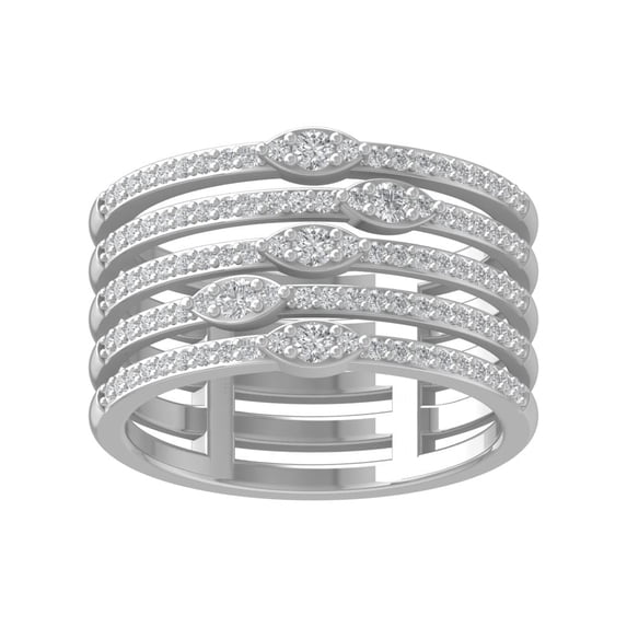 ARAIYA FINE JEWELRY 10K White Gold Diamond Fashion Band Ring (5/8 cttw, I-J Color, I2-I3 Clarity) Size 6