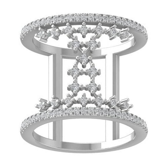 ARAIYA FINE JEWELRY 10K White Gold Diamond Fashion Wedding Band Ring (1/2 cttw, I-J Color, I2-I3 Clarity) Size 5.5