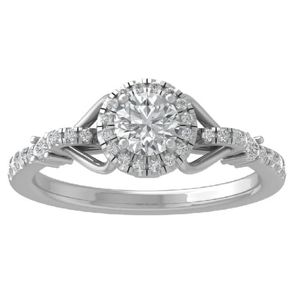 ARAIYA FINE JEWELRY 10K White Gold Diamond Halo Engagement Ring (3/4 cttw, I-J Color, I2-I3 Clarity) Size 8.5