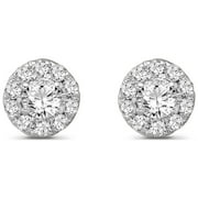 ARAYA FINE ARAIYA FINE JEWELRY 10K White Gold Diamond Halo Stud Earrings for Female