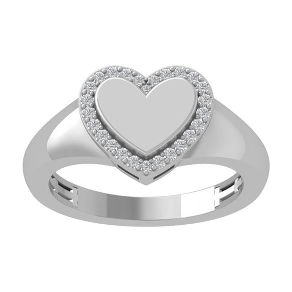 ARAIYA FINE JEWELRY 10K White Gold Diamond Heart Ring (1/6 cttw, I-J Color, I2-I3 Clarity) Size 8