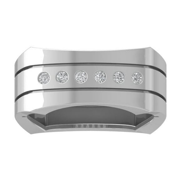 ARAIYA FINE JEWELRY 10K White Gold Diamond Mens Wedding Ring (1/5 cttw, I-J Color, I2-I3 Clarity) Size 8