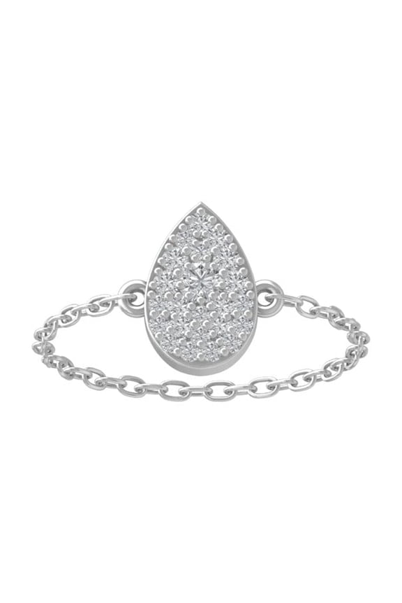 FINE JEWELRY 10K White Gold Diamond Pear Chain Ring (1/6 cttw, I-J Color, I2-I3 Clarity) Size 10
