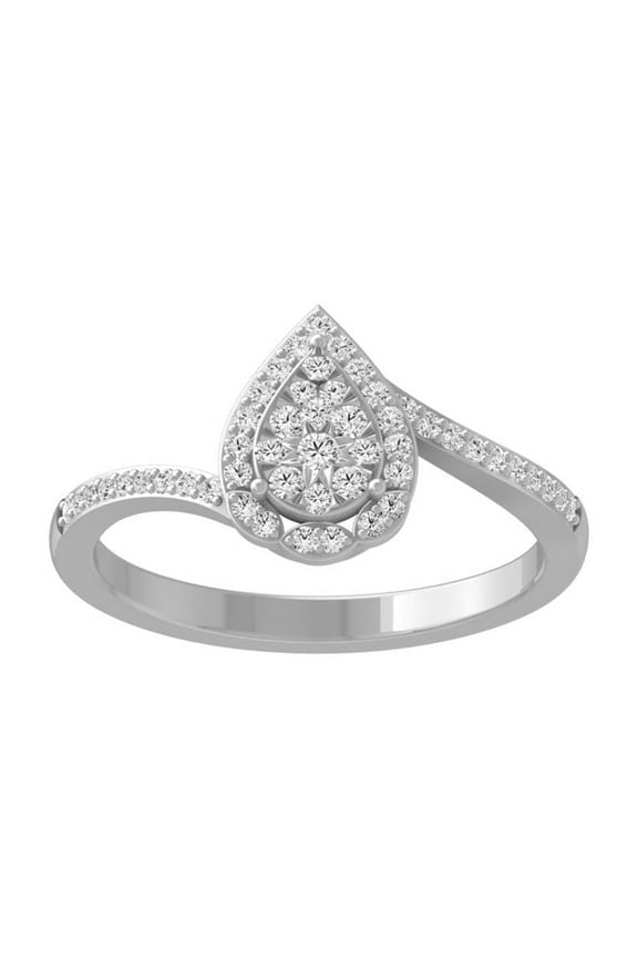 FINE JEWELRY 10K White Gold Diamond Pear Shaped Promise Engagement Ring (1/4 cttw, I-J Color, I2-I3 Clarity) Size 7