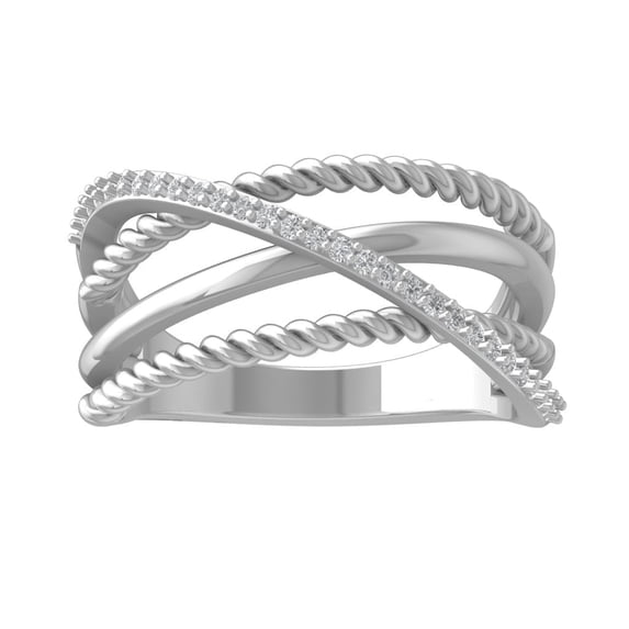 ARAIYA FINE JEWELRY 10K White Gold Diamond Rope Ring (1/6 cttw, I-J Color, I2-I3 Clarity) Size 7