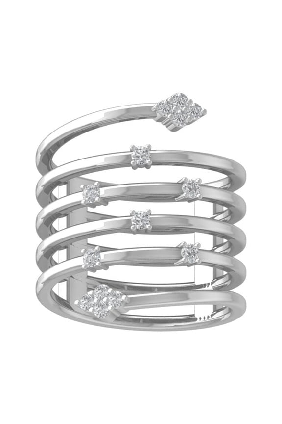 FINE JEWELRY 10K White Gold Diamond Snake Band Ring (1/4 cttw, I-J Color, I2-I3 Clarity) Size 6