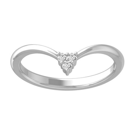ARAIYA FINE JEWELRY 10K White Gold Diamond Wedding Anniversary Band Ring (1/20 cttw, I-J Color, I2-I3 Clarity) Size 5