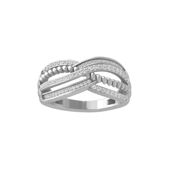 ARAIYA FINE JEWELRY 10K White Gold Diamond Wedding Anniversary Band Ring (1/3 cttw, I-J Color, I2-I3 Clarity) Size 8