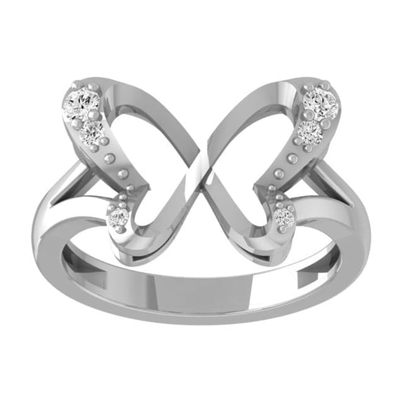 ARAIYA FINE JEWELRY 10K White Gold Diamond Wedding Anniversary Band Ring (1/8 cttw, I-J Color, I2-I3 Clarity) Size 7