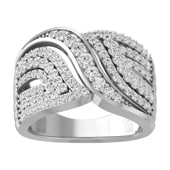 ARAIYA FINE JEWELRY 10K White Gold Diamond Wedding Anniversary Band Ring (1 cttw, I-J Color, I2-I3 Clarity) Size 8