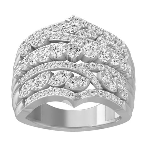 ARAIYA FINE JEWELRY 10K White Gold Diamond Wedding Anniversary Band Ring (2 cttw, I-J Color, I2-I3 Clarity) Size 7