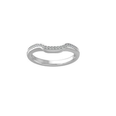 ARAIYA FINE JEWELRY 10K White Gold Diamond Wedding Band Ring (1/10 cttw, I-J Color, I2-I3 Clarity) Size 6.5