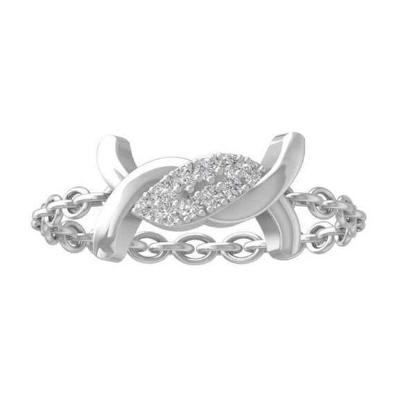 ARAIYA FINE JEWELRY 10K White Gold Diamond Wedding Band Ring (1/10 cttw, I-J Color, I2-I3 Clarity) Size 6.5
