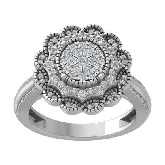 ARAIYA FINE JEWELRY 10K White Gold Diamond Wedding Band Ring (1/2 cttw, I-J Color, I2-I3 Clarity) Size 5.5