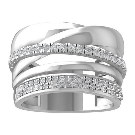 ARAIYA FINE JEWELRY 10K White Gold Diamond Wedding Band Ring (1/2 cttw, I-J Color, I2-I3 Clarity) Size 7.5