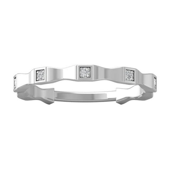 ARAIYA FINE JEWELRY 10K White Gold Diamond Wedding Band Ring (1/20 cttw, I-J Color, I2-I3 Clarity) Size 9.5