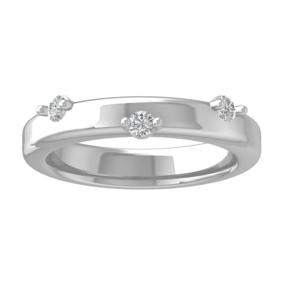 ARAIYA FINE JEWELRY 10K White Gold Diamond Wedding Band Ring (1/20 cttw, I-J Color, I2-I3 Clarity) Size 9.5