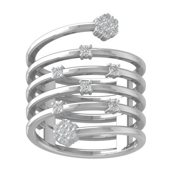 ARAIYA FINE JEWELRY 10K White Gold Diamond Wedding Band Ring (1/3 cttw, I-J Color, I2-I3 Clarity) Size 7.5