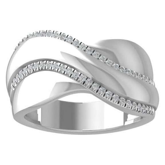 ARAIYA FINE JEWELRY 10K White Gold Diamond Wedding Band Ring (1/5 cttw, I-J Color, I2-I3 Clarity) Size 5