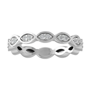 ARAIYA FINE JEWELRY 10K White Gold Diamond Wedding Band Ring (1/8 cttw, I-J Color, I2-I3 Clarity) Size 6