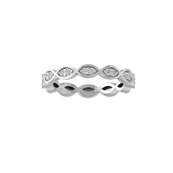 ARAIYA FINE JEWELRY 10K White Gold Diamond Wedding Band Ring (1/8 cttw, I-J Color, I2-I3 Clarity) Size 8.5