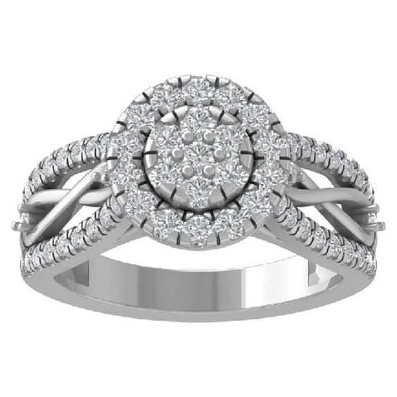 ARAIYA FINE JEWELRY 10K White Gold Diamond Wedding Band Ring (1 cttw, I-J Color, I2-I3 Clarity) Size 7.5