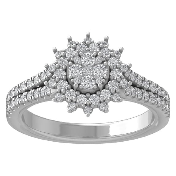 ARAIYA FINE JEWELRY 10K White Gold Diamond Wedding Band Ring (3/4 cttw, I-J Color, I2-I3 Clarity) Size 5.5