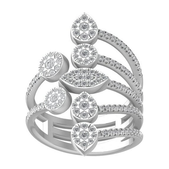 ARAIYA FINE JEWELRY 10K White Gold Diamond Wedding Band Ring (3/4 cttw, I-J Color, I2-I3 Clarity) Size 5