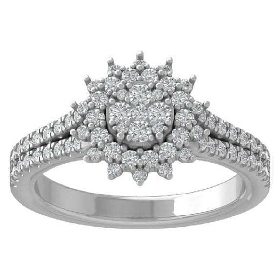 ARAIYA FINE JEWELRY 10K White Gold Diamond Wedding Band Ring (3/4 cttw, I-J Color, I2-I3 Clarity) Size 6.5
