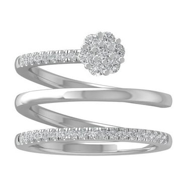 ARAIYA FINE JEWELRY 10K White Gold Diamond Wedding Band Ring (3/8 cttw, I-J Color, I2-I3 Clarity) Size 6