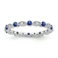 thumbnail image 1 of ARAIYA FINE JEWELRY 10K White Gold Diamond and Blue Sapphire Eternity Band Ring (1/10 cttw, I-J Color, I2-I3 Clarity), Size 7.5, 1 of 5