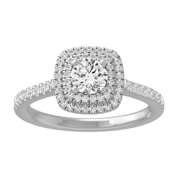 ARAIYA FINE JEWELRY 10K White Gold Diamond halo Engagement Ring (7/8 cttw, I-J Color, I2-I3 Clarity) Size 7.5