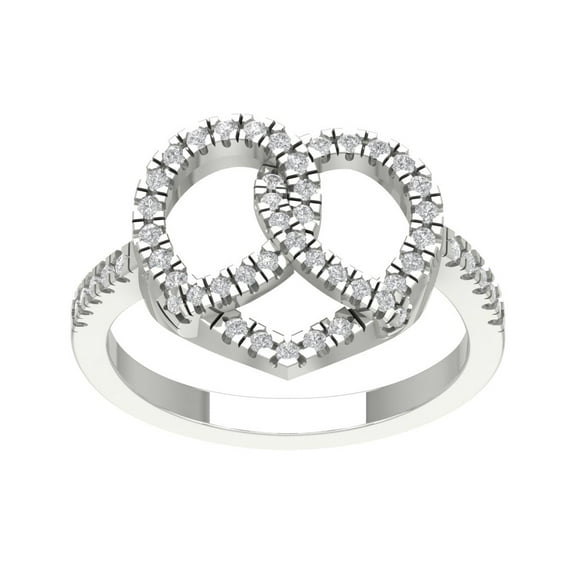 ARAIYA FINE JEWELRY 10K White Gold Interlink Join Lab Grown Diamond Band Ring (1/3 cttw, D-F Color, VS Clarity), Size 8.5