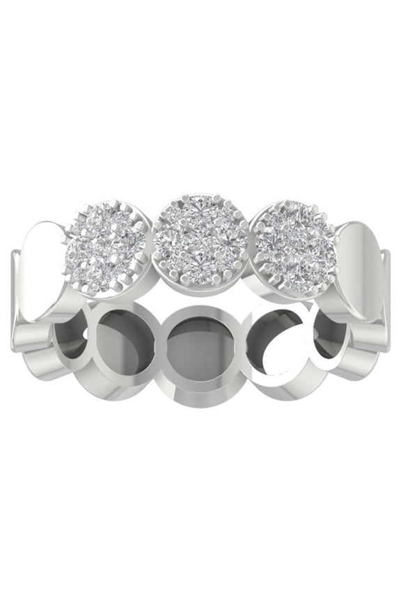 FINE JEWELRY 10K White Gold Lab-Grown Diamond Anniversary Ring (1/2 cttw Round-shape Lab-Grown Diamonds (D-F Color, VS Clarity) Size 5