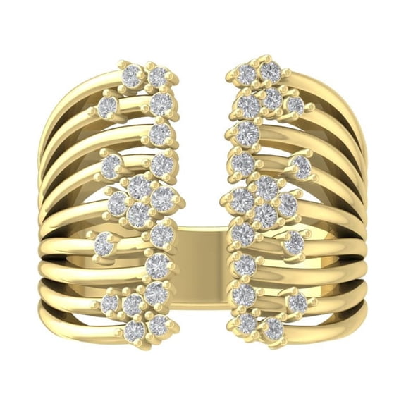 ARAIYA FINE JEWELRY 10K Yellow Gold Lab-Grown Diamond Anniversary Ring (1/2 cttw Round-shape Lab-Grown Diamonds (D-F Color, VS Clarity) Size 8