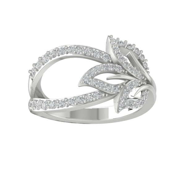 ARAIYA FINE JEWELRY 10K White Gold Lab-Grown Diamond Anniversary Ring (1/2 cttw Round-shape Lab-Grown Diamonds (D-F Color, VS Clarity) Size 9