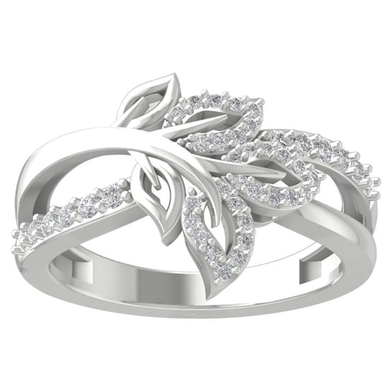 ARAIYA FINE JEWELRY 10K White Gold Lab-Grown Diamond Anniversary Ring (1/3 cttw Round-shape Lab-Grown Diamonds (D-F Color, VS Clarity) Size 8.5
