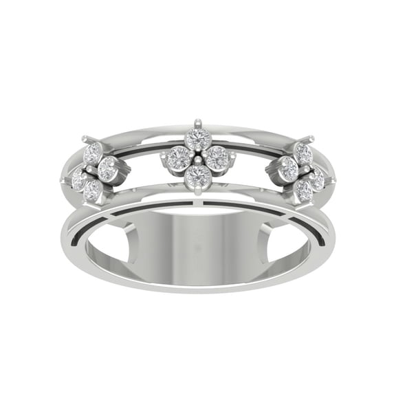 ARAIYA FINE JEWELRY 10K White Gold Lab-Grown Diamond Anniversary Ring (1/3 cttw Round-shape Lab-Grown Diamonds (D-F Color, VS Clarity) Size 9
