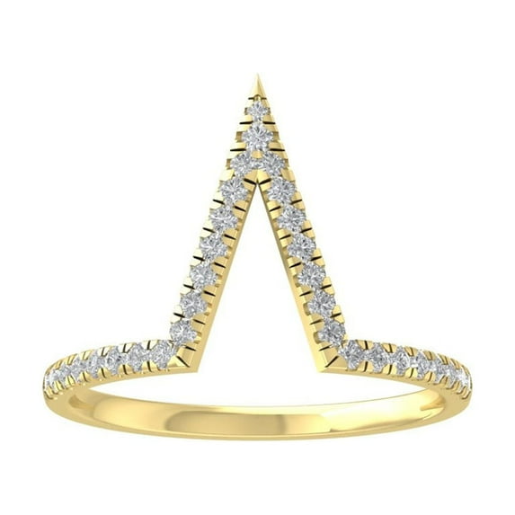 ARAIYA FINE JEWELRY 10K Yellow Gold Lab-Grown Diamond Anniversary Ring (1/45 cttw Round-shape Lab-Grown Diamonds (D-F Color, VS Clarity) Size 8