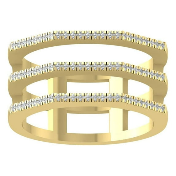 ARAIYA FINE JEWELRY 10K Yellow Gold Lab-Grown Diamond Anniversary Ring (1/5 cttw Round-shape Lab-Grown Diamonds (D-F Color, VS Clarity) Size 8.5