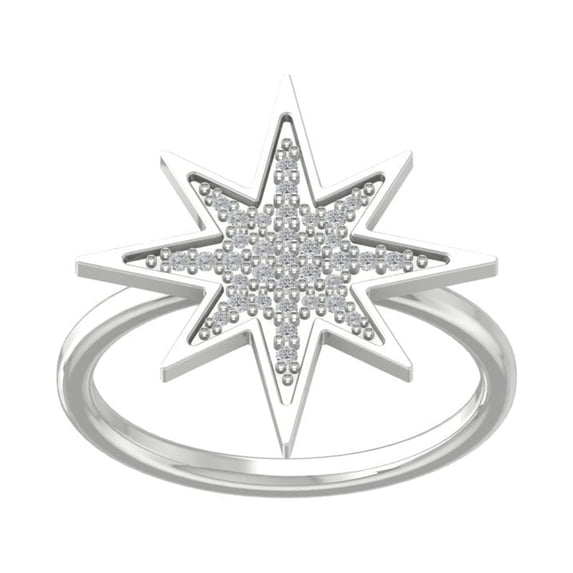 ARAIYA FINE JEWELRY 10K White Gold Lab-Grown Diamond Anniversary Ring (1/6 cttw Round-shape Lab-Grown Diamonds (D-F Color, VS Clarity) Size 7.5